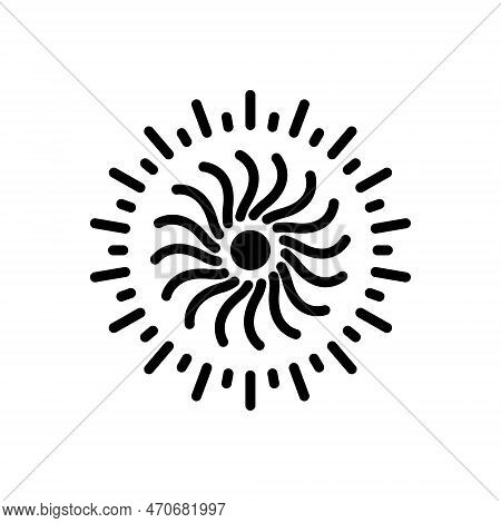 Black Solid Icon For Twist Distort Bend Inflection Quirk Flexion Sun Sunshine Vortex