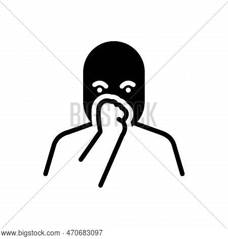 Black Solid Icon For Sucking Sneeze Finger Inexperienced Unexperienced Inexpert Callow