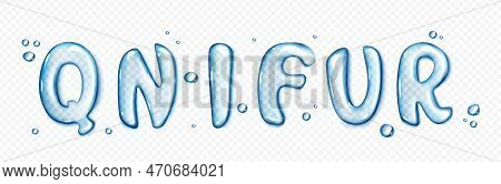 Water Font Letters Png Isolated On Transparent Background. Vector Illustration Of English Abs With L