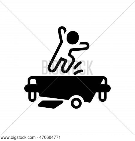 Black Solid Icon For Naughty Impish Slick Elfish Kid Mischievous Jump