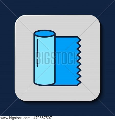 Filled Outline Textile Fabric Roll Icon Isolated On Blue Background. Roll, Mat, Rug, Cloth, Carpet O