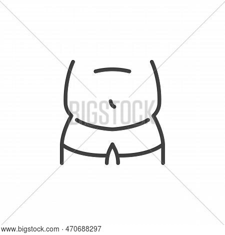 Overweight Man Line Icon. Linear Style Sign For Mobile Concept And Web Design. Pot Belly Man Outline