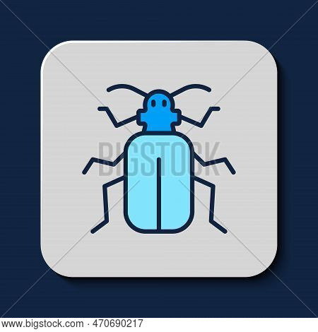Filled Outline Chafer Beetle Icon Isolated On Blue Background. Vector