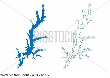 Lake Jordan Reservoir (united States Of America, North America, Us, Usa, North Carolina) Map Vector 