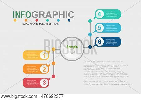 Infographic Template For Business Plan ,strategy, Roadmap. 6 Steps Modern Timeline Diagram With Grap