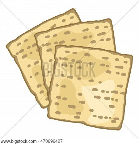 Illustration Of Matzah Bread. Traditional Jewish Image For Design. Object In Decorative Style.