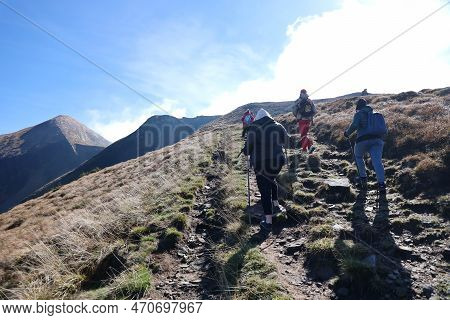 Carpathian Mountains, Ukraine - October 8, 2022 Mount Hoverla. Carpathians In Ukraine In Autumn. Tou