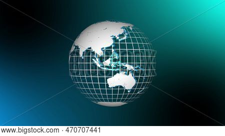 Techy Earth Map Globe With Gird Line. Gird Line World Map News Background.