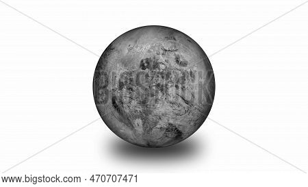 Fictional Haumea Planet Front View. Isolated On White Background.