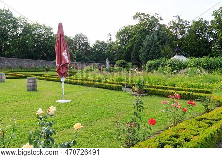 Garden Of Franciscan Frauenberg Monastery In Fulda, Germany