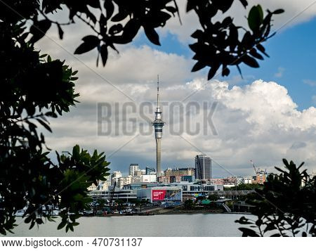 Auckland, New Zealand - December 27th 2022: Sky Tower, A 328m Tall Telecommunications And Observatio