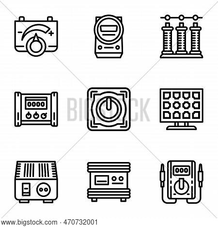Solar Energy Convertor Icon Set. Outline Set Of 9 Solar Energy Convertor Icons For Web Design Isolat