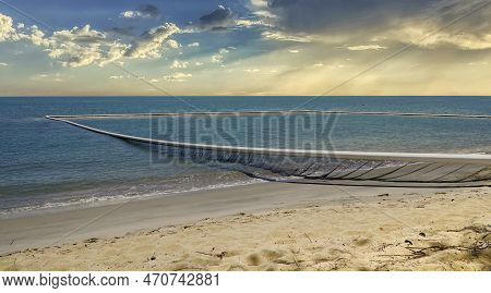 View Of Bramston Beach Stinger Net. A Coastal In Cairns Region, Queensland, Australia.
