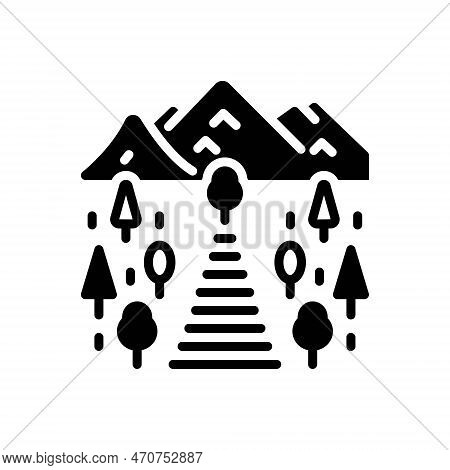Black Solid Icon For Trail Footpath Track Path Trackway Alleyway Pathway Way Mountain Route Park Nat
