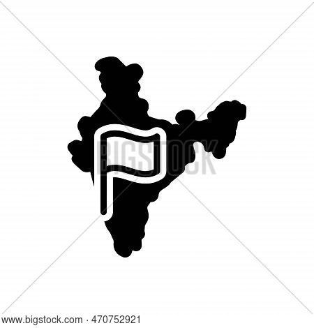 Black Solid Icon For National Flag India Political-map Border Country Borough Province Region Bharat