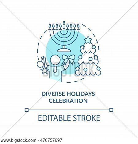 Diverse Holidays Celebration Turquoise Concept Icon. Dei Initiative For Workplace Abstract Idea Thin
