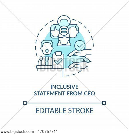 Inclusive Statement From Ceo Turquoise Concept Icon. Dei Initiative For Workplace Abstract Idea Thin