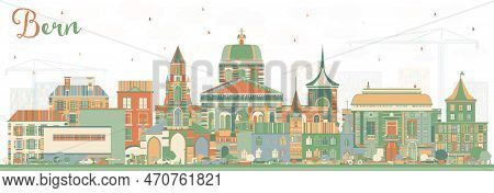 Bern Skyline With Color Buildings. Vector Illustration. Business Travel And Tourism Concept With His