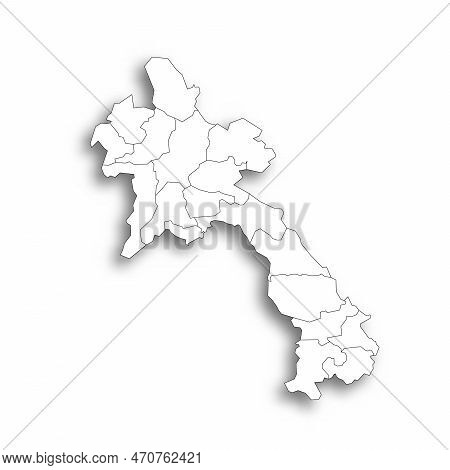 Laos Political Map Of Administrative Divisions - Provinces And Prefecture Of Vientiane. Flat White B