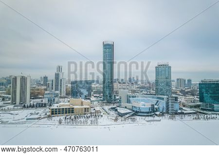 Yekaterinburg City With Buildings Of Regional Government And Parliament, Dramatic Theatre, Iset Towe