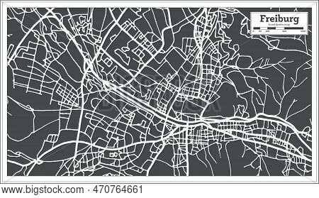 Freiburg Germany City Map In Retro Style. Outline Map. Vector Illustration.