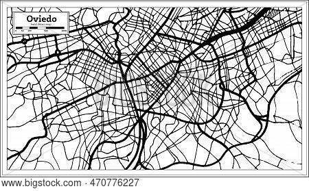 Oviedo Spain City Map In Retro Style. Outline Map. Vector Illustration.