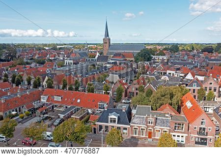 Aerial From The Traditional City Franeker In Friesland The Netherlands