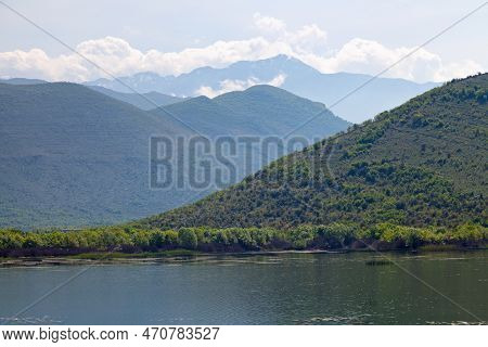 The Lake Skadar (also Known As Lake Scutari, Lake Shkodër And Lake Shkodra) At The Border Between Mo