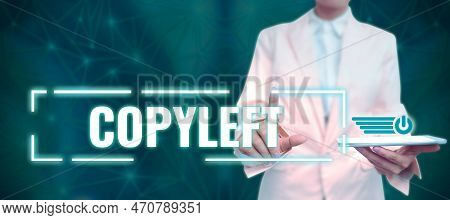 Conceptual Display Copyleft. Business Concept The Right To Freely Use, Modify, Copy, And Share Softw