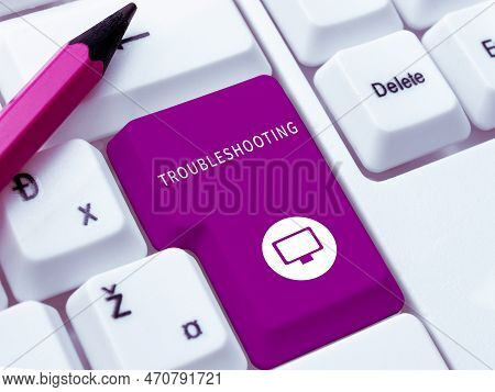 Sign Displaying Troubleshooting. Business Idea An Act Of Investigating Or Dealing With In The Proble
