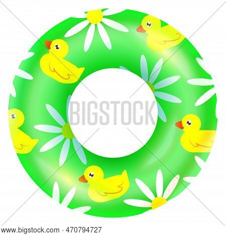 Colorful Swimming Ring. Beach Party Realistic Element Isolated On White Background