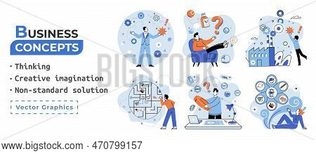 Creative Thinking. People With Different Mental Mindset Types Or Model Creative. Imaginative Logical