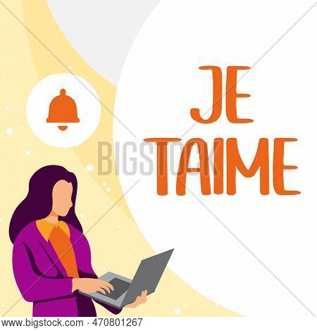 Conceptual Caption Je Taime. Business Idea Expressing I Love You Words In French