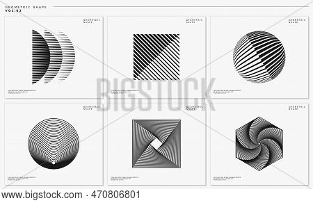 Digital Abstract Blend Lines Logo Design Graphic. Basic Shape Vector Template.
