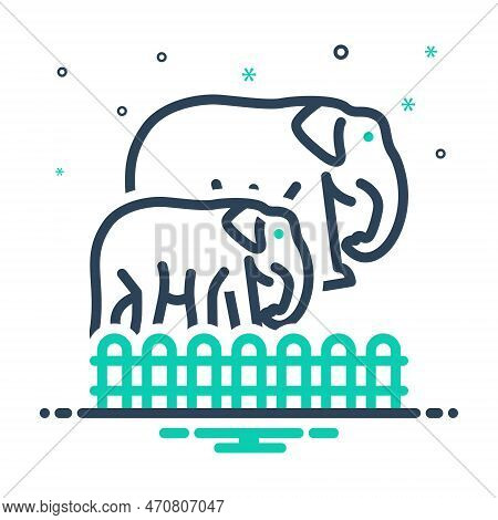 Mix Icon For Breeding Reproduction Procreation Development Rearing Elephant Animal Elephant-trunk Ge