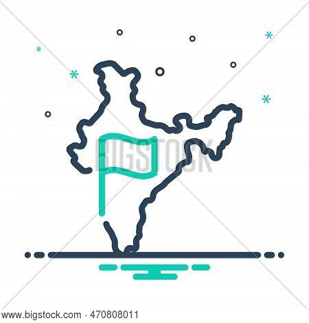 Mix Icon For National Flag India Political-map Border Country Borough Province Region Bharat Hindust