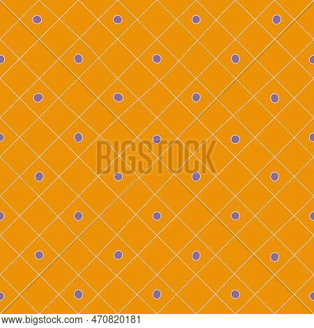Vector Orange Dotted Lattice Seamless Pattern. Bumpy Lines Running Diagonally Over The Pattern, Spri