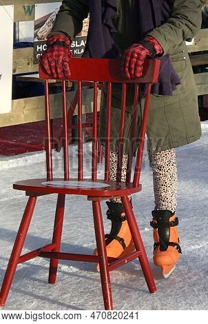 Amersfoort, Netherlands - Jan 6 2017 Ice Fun On A Temporarily Created Ice-rink Around Christmas. Lea