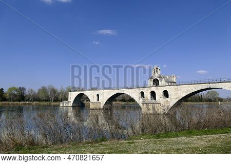 Famous Historic Bridge Saint Benezet In Avignon,france