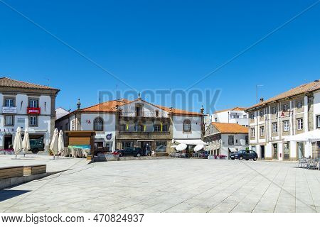 Guarda, Portugal, - March 22, 2022: Old Town Square In Guarda Town In Portugal.