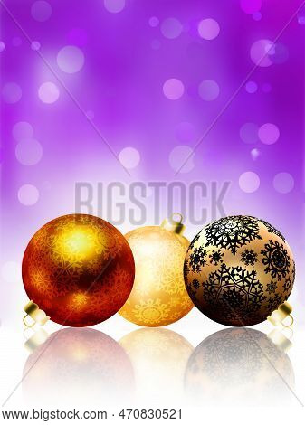 Beautiful Fiolet Happy Christmas Card, Winter Holiday Background. Eps 8 Vector File Included