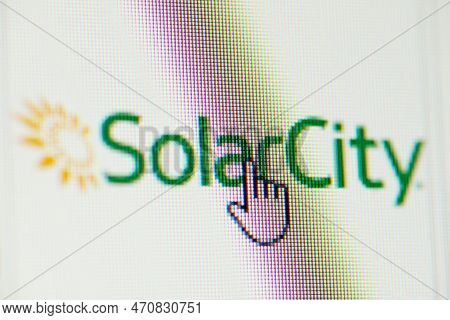 Solarcity Logo On Screen Of Computer. Cursor Opening Solarcity Company Website. Chernihiv, Ukraine -