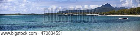 Wide Panoramic View Of A Mauritian Beach (trou D'eau Douce).