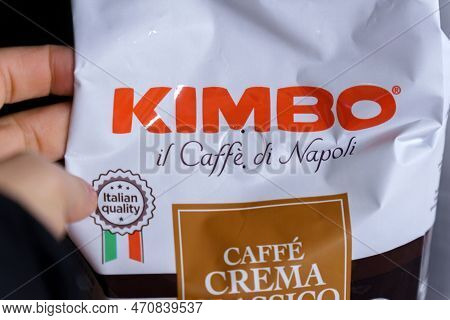 Tyumen, Russia-january 26, 2023: Kimbo Macinato Coffee. Kimbo Is An Italian Manufacturer Of Coffee P