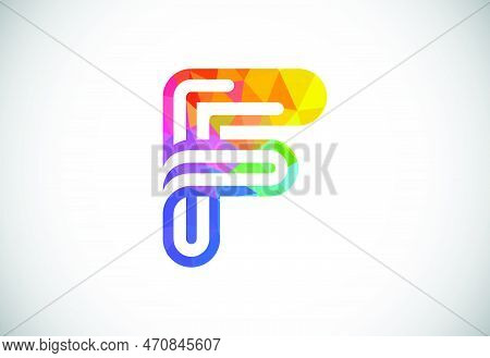 Initial Low Poly F Alphabet. Graphic Alphabet Symbol For Corporate Business Identity