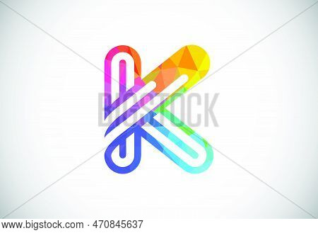 Initial Low Poly K Alphabet. Graphic Alphabet Symbol For Corporate Business Identity
