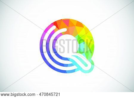 Initial Low Poly Q Alphabet. Graphic Alphabet Symbol For Corporate Business Identity