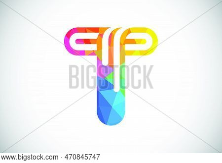 Initial Low Poly T Alphabet. Graphic Alphabet Symbol For Corporate Business Identity