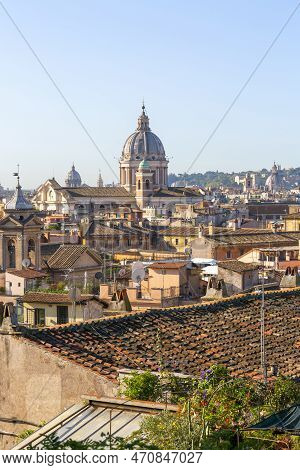 Rome, Italy - October 10, 2020: Aerial View Of The City With Saint Peter's Basilica In Vatican City 