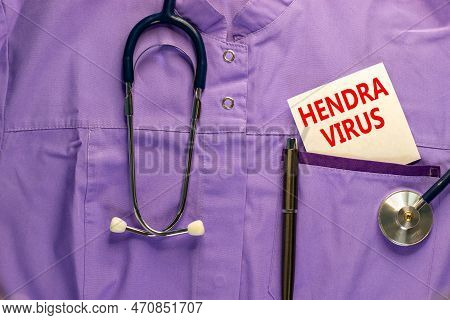 Hendra Virus Symbol. Concept Words Hendra Virus On White Paper Card. Beautiful Purple Background. Me